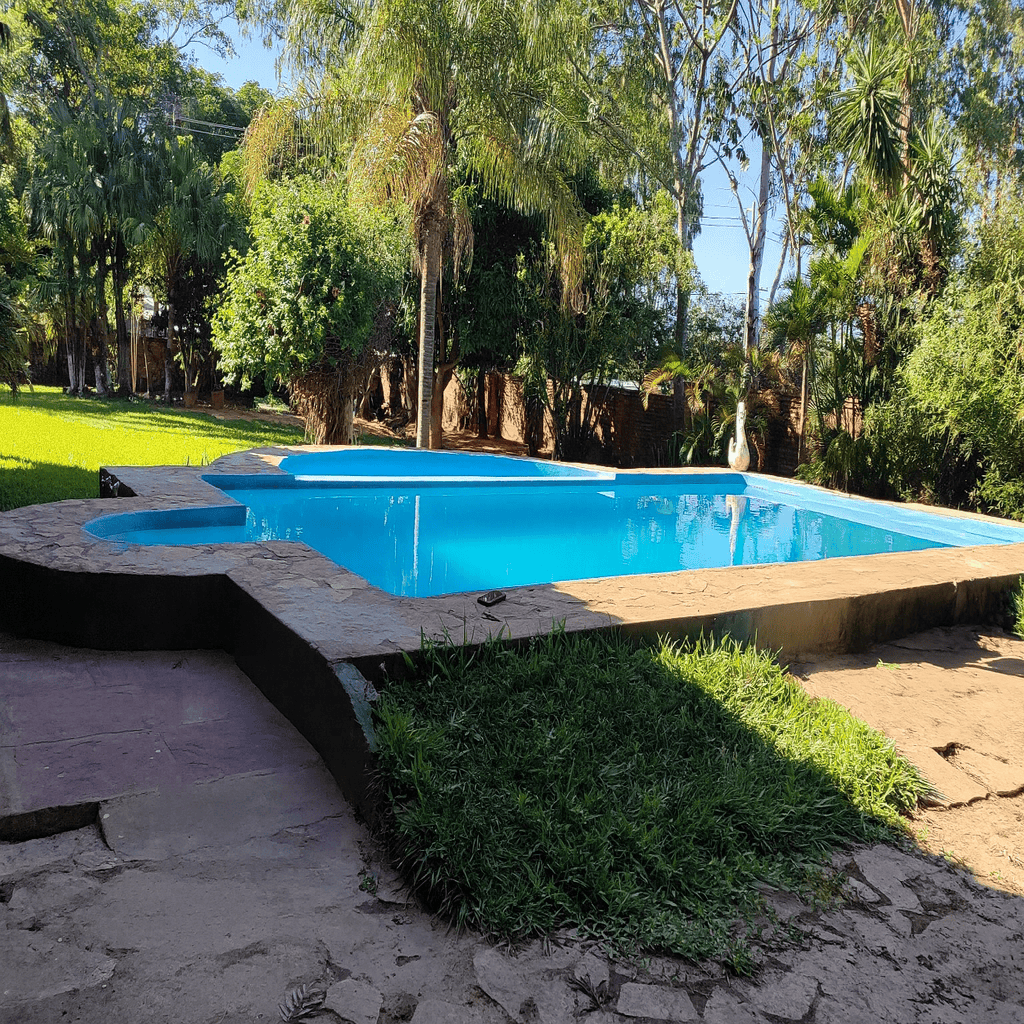 Piscina y jardín